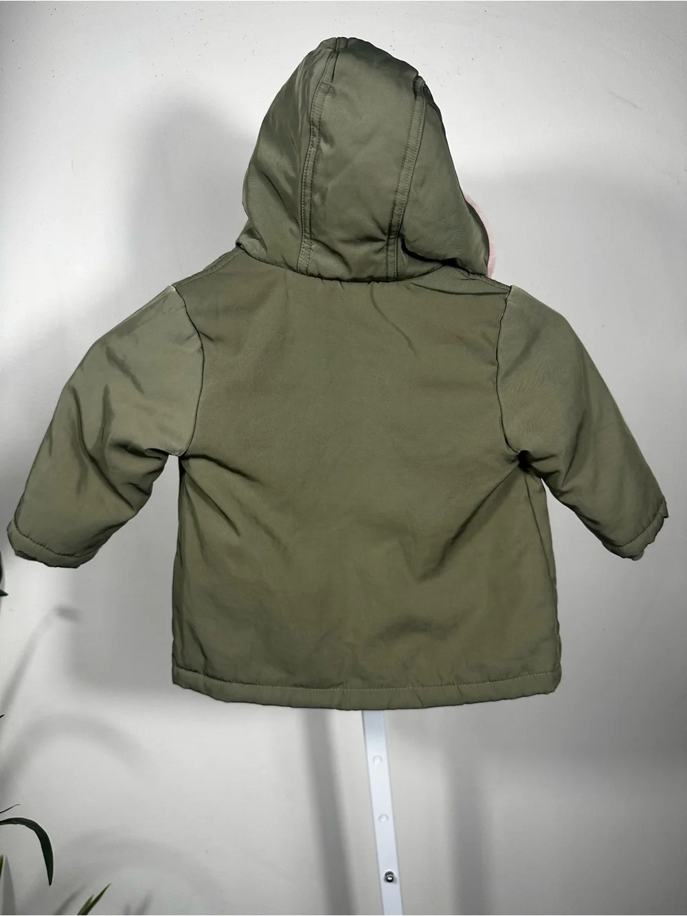 G1. Gymboree Girls Olive Green Pink Faux Fur Hooded Parka Jacket Fall 2018